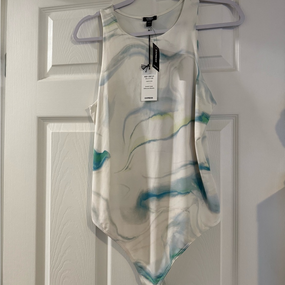 Elegant Marble Print Sleeveless Bodysuit